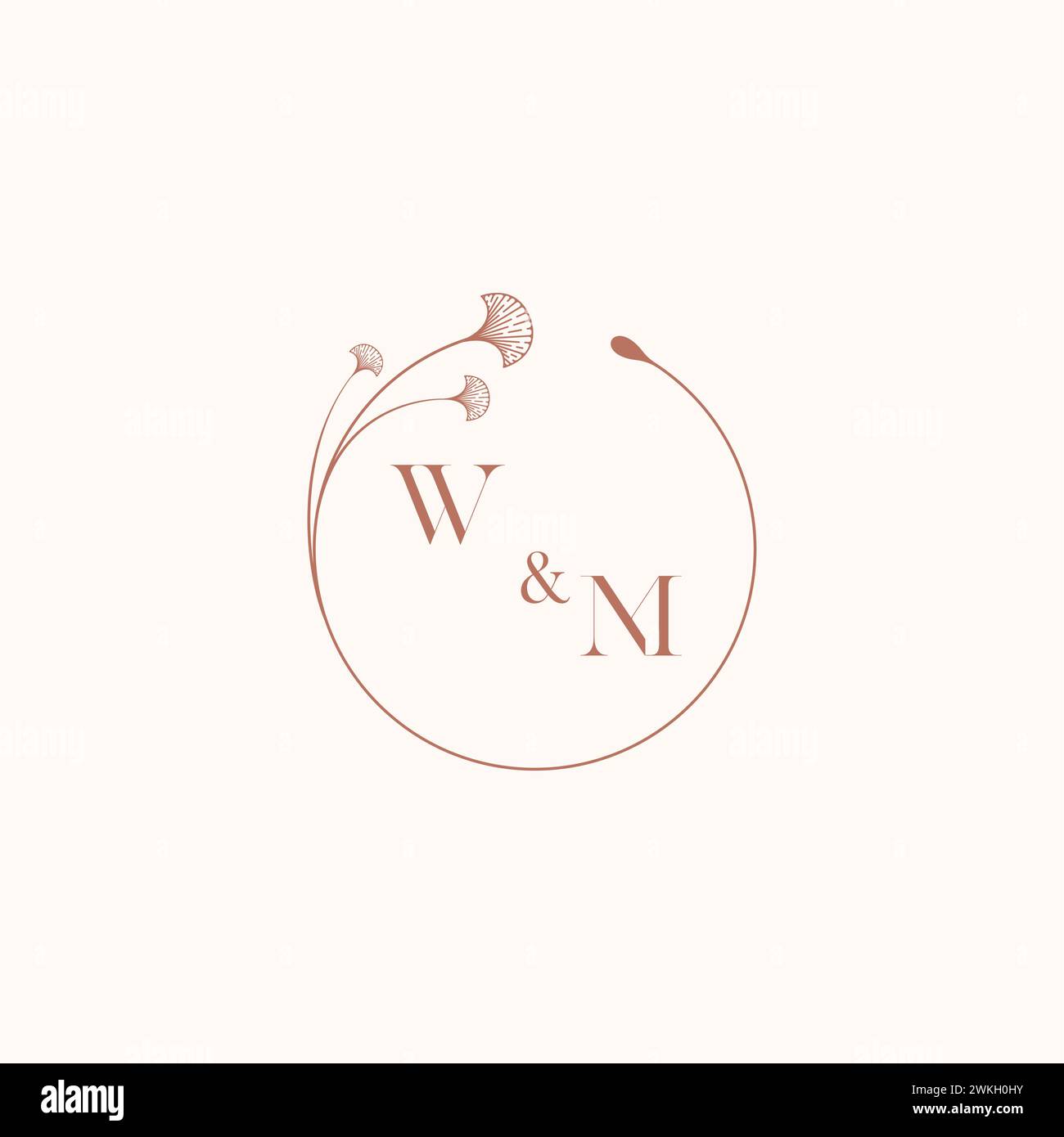 WM wedding monogram logo designideas as inspiration Stock Vector