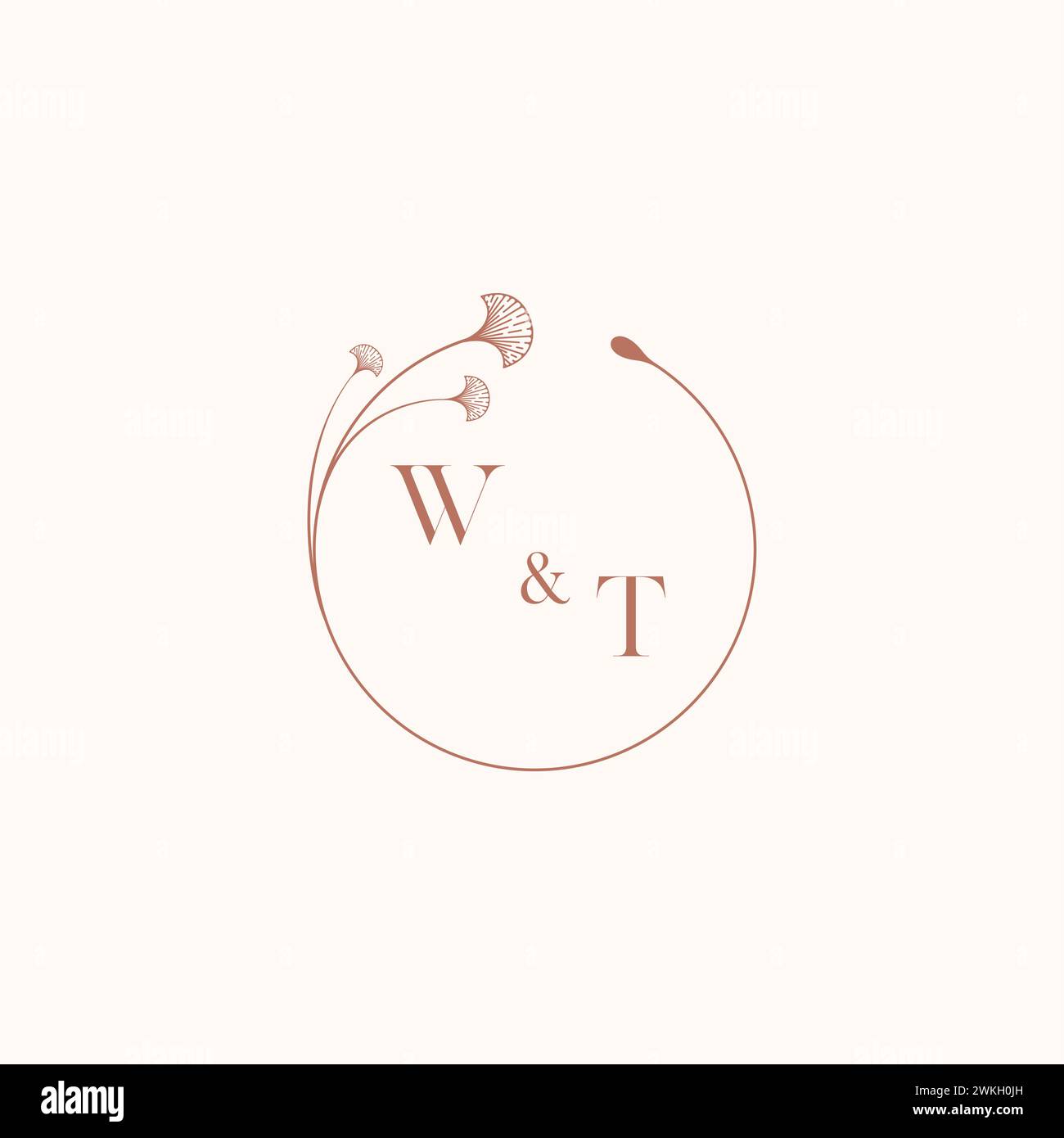 WT wedding monogram logo designideas as inspiration Stock Vector