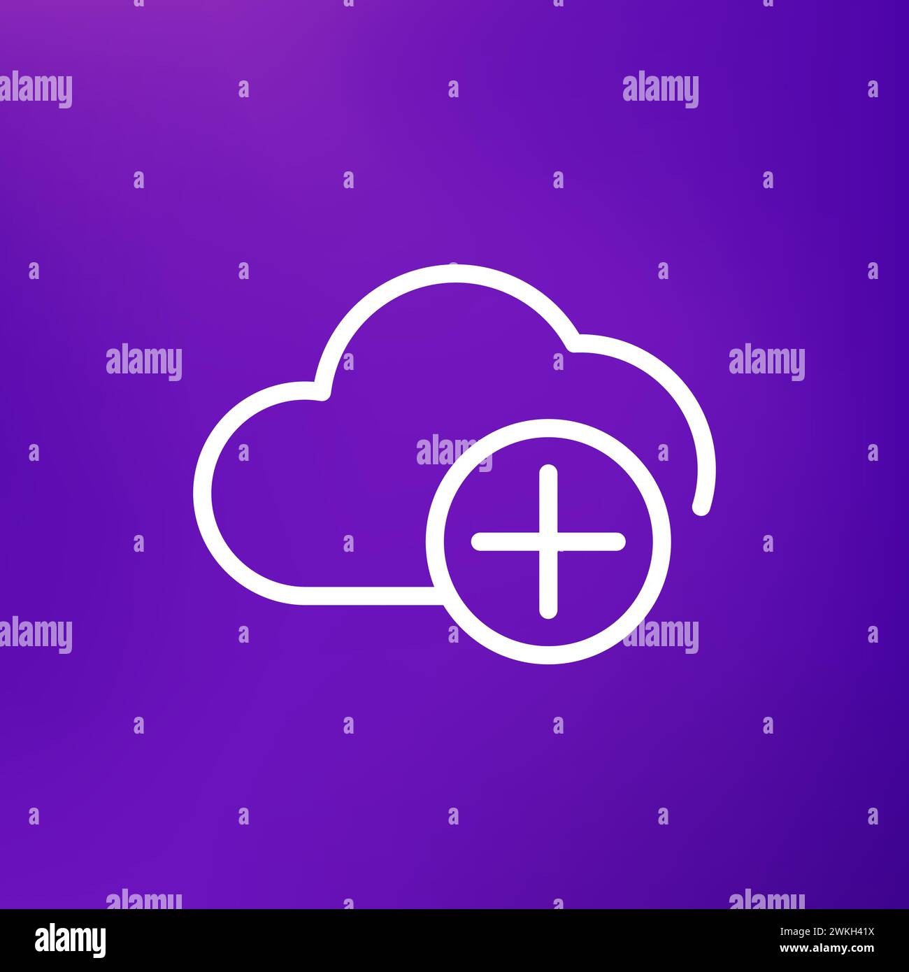 add to cloud line icon for web Stock Vector