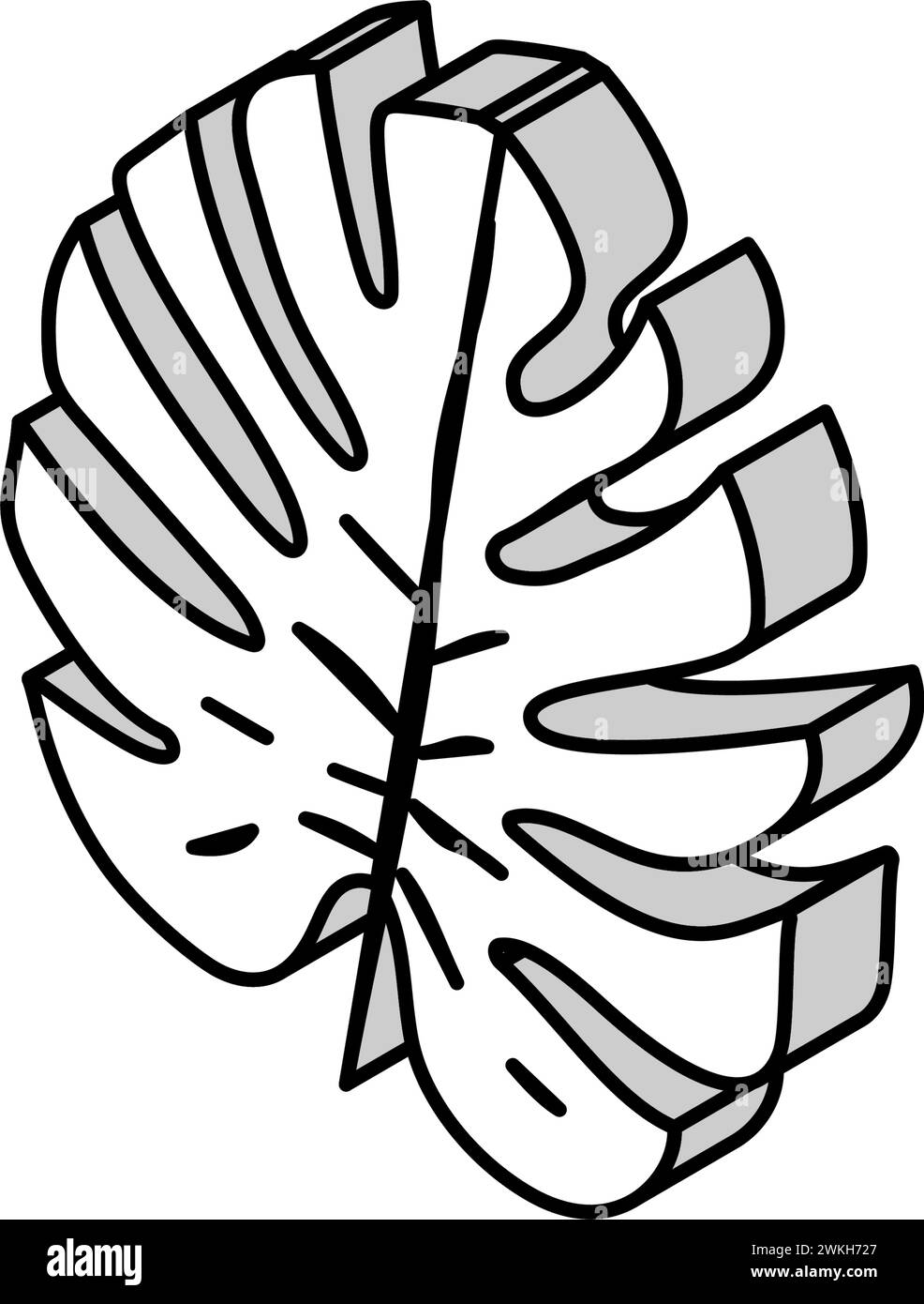 monstera tropical leaf isometric icon vector illustration Stock Vector ...