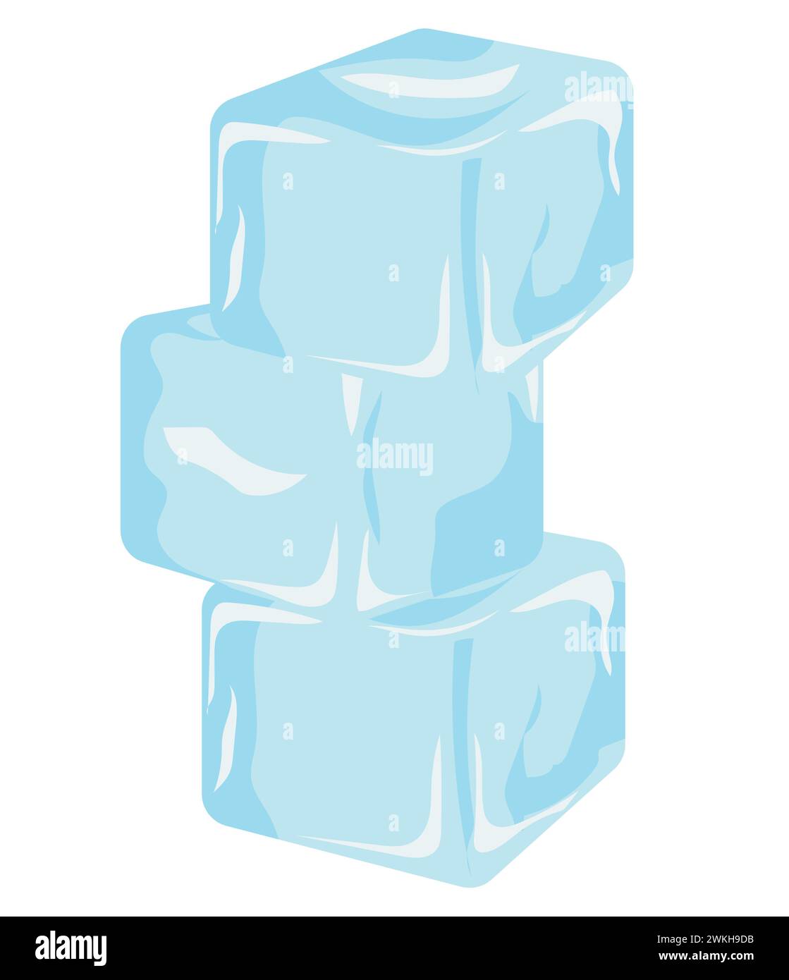 Three ice cubes for drinks. Vector stock illustration isolated on white background. Stock Vector