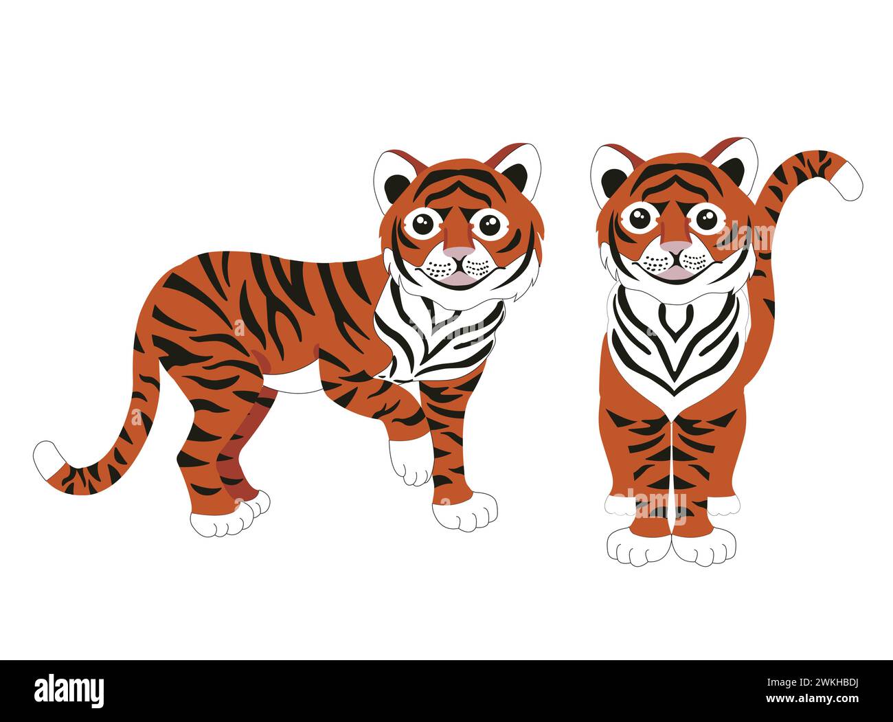 Chinese tiger. Vector stock illustration isolated on white background. Stock Vector