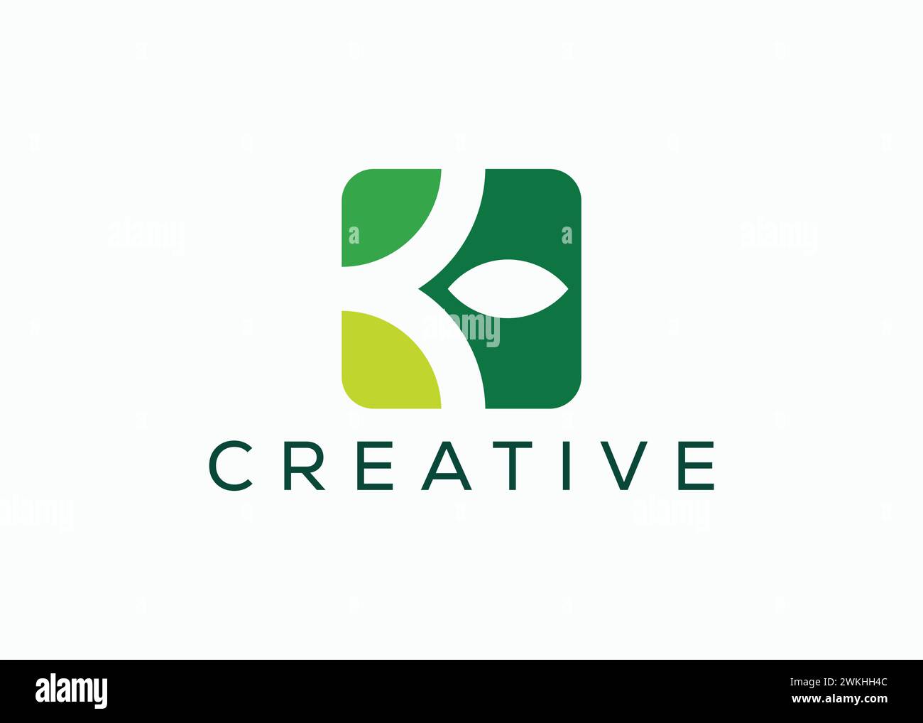 Creative and minimal letter k leaf logo vector template. Green leaf letter k logo Stock Vector