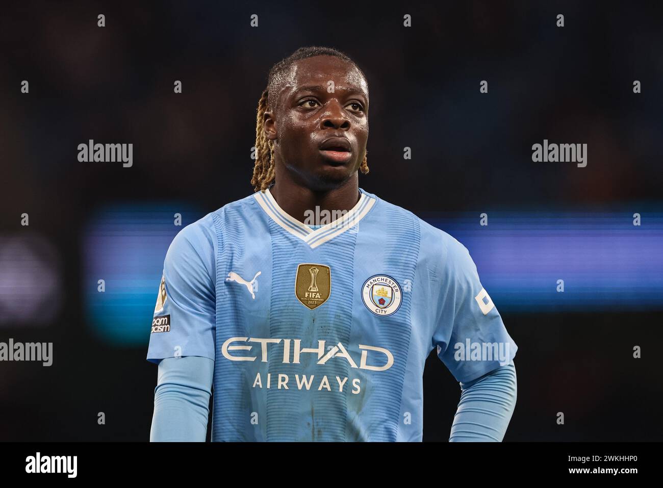 Jérémy Doku of Manchester City during the Premier League match Manchester City vs Brentford at Etihad Stadium, Manchester, United Kingdom, 20th February 2024  (Photo by Mark Cosgrove/News Images) Stock Photo