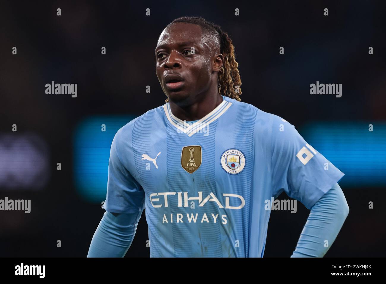 Manchester, UK. 20th Feb, 2024. Jérémy Doku of Manchester City during the Premier League match Manchester City vs Brentford at Etihad Stadium, Manchester, United Kingdom, 20th February 2024 (Photo by Mark Cosgrove/News Images) in Manchester, United Kingdom on 2/20/2024. (Photo by Mark Cosgrove/News Images/Sipa USA) Credit: Sipa USA/Alamy Live News Stock Photo