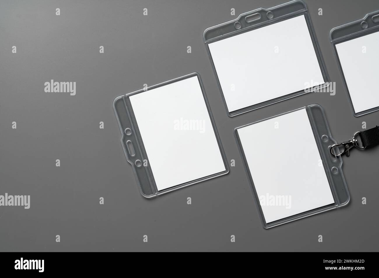 Blank badges on gray background copy space Stock Photo - Alamy