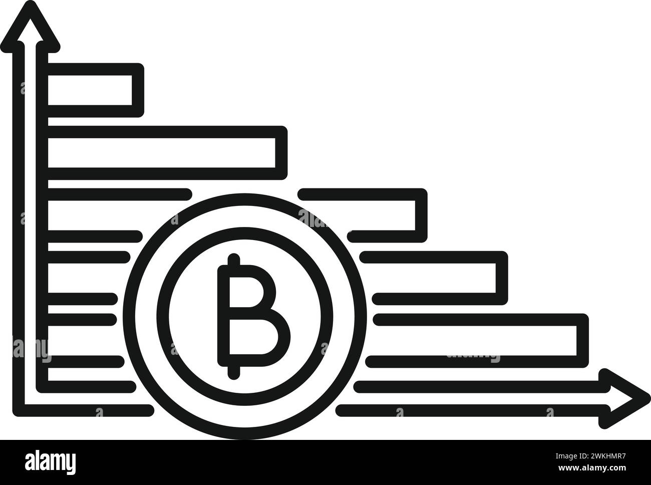 Bitcoin graph icon outline vector. Gain financial system. Data price ...