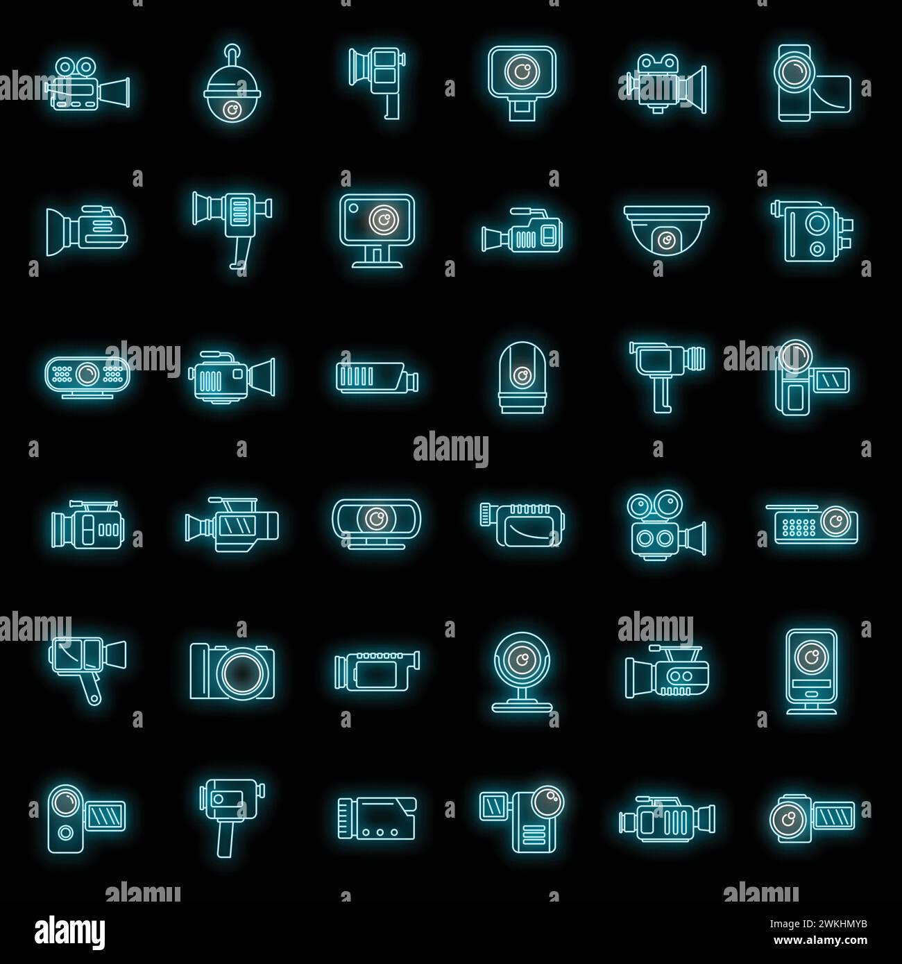 Camcorder device icons set. Outline set of camcorder device vector ...