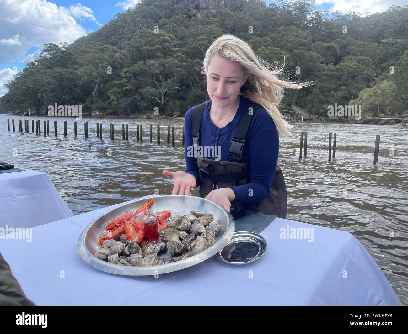 Mooney Mooney, Australia. 01st Sep, 2023. Oyster farmer Sheridan