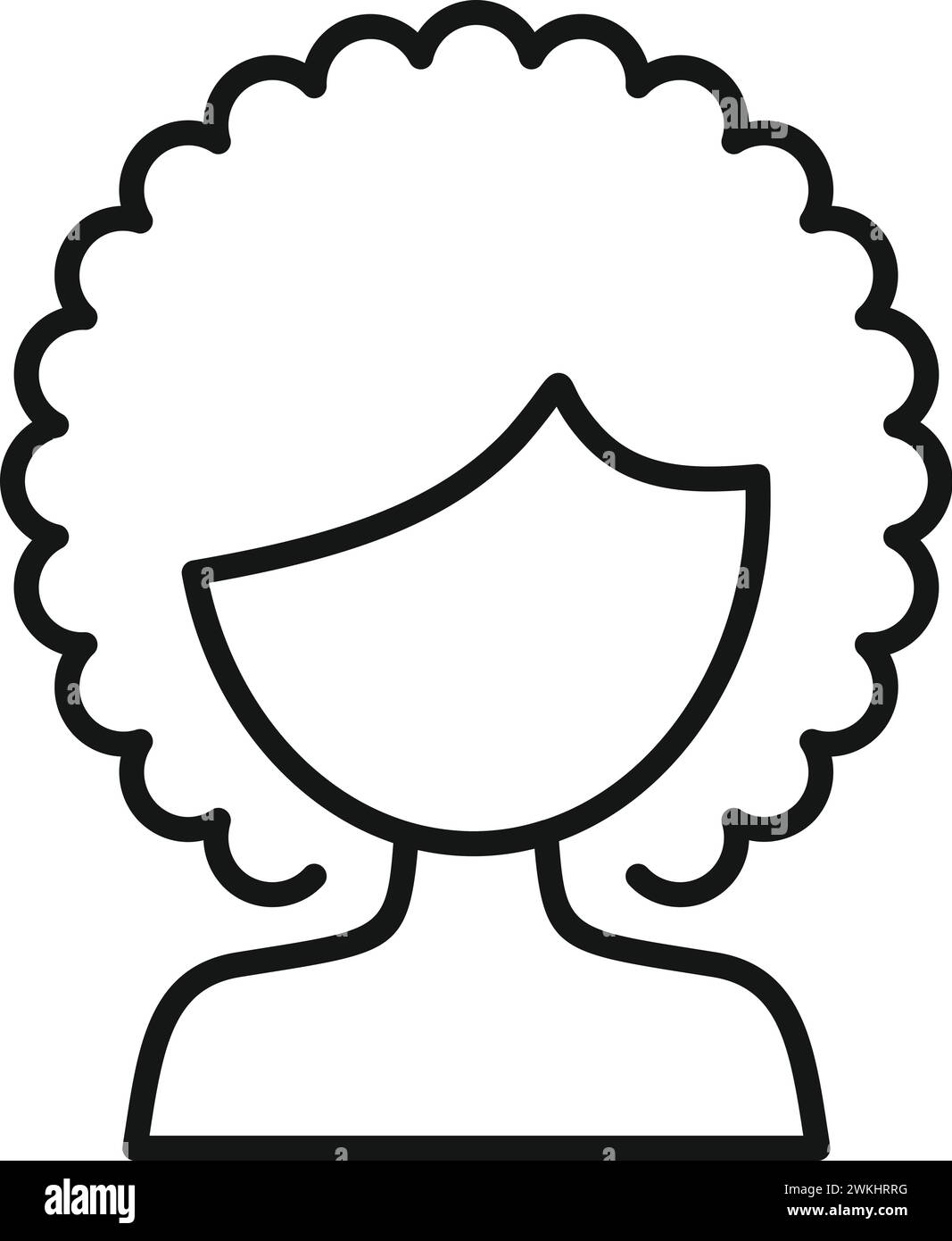 Short curly hair icon outline vector. Model towel. Fashion face salon ...