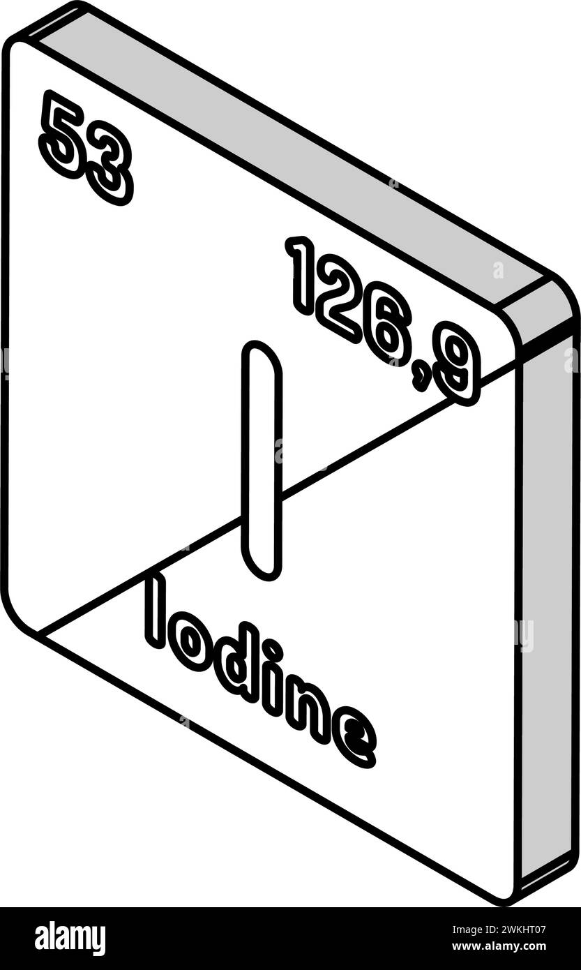 iodine chemical element isometric icon vector illustration Stock Vector