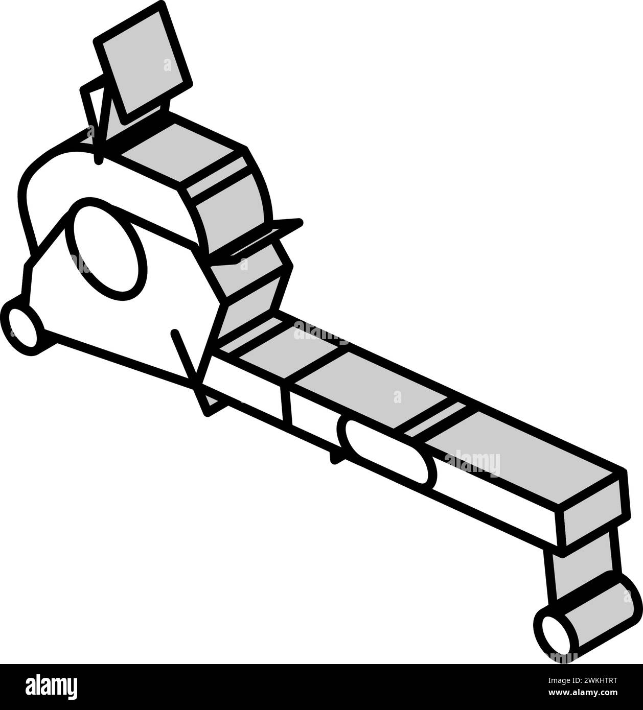 rowing machine fitness sport isometric icon vector illustration Stock Vector