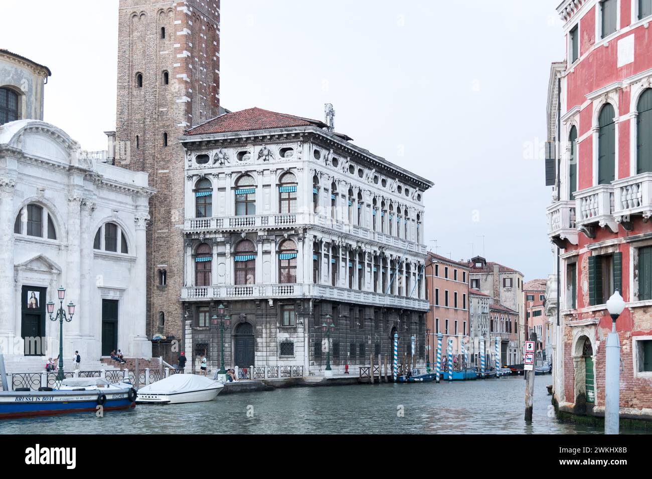 Palazzo Labia and Chiesa di San Geremia (San Geremia church) by Giorgio Massari from XVIII century upon Canal Grande (Grand Canal) in Cannaregio sesti Stock Photo