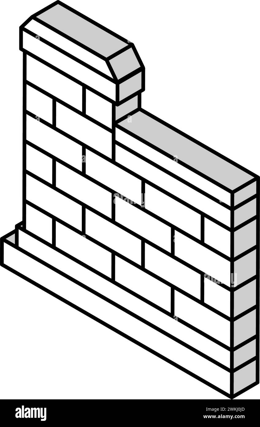 coping wall building house isometric icon vector illustration Stock ...