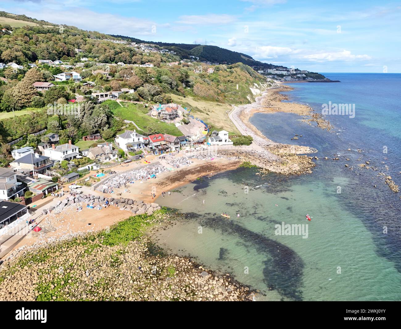 Steep hill Cove Isle of wight UK drone , aerial , view from air Stock Photo