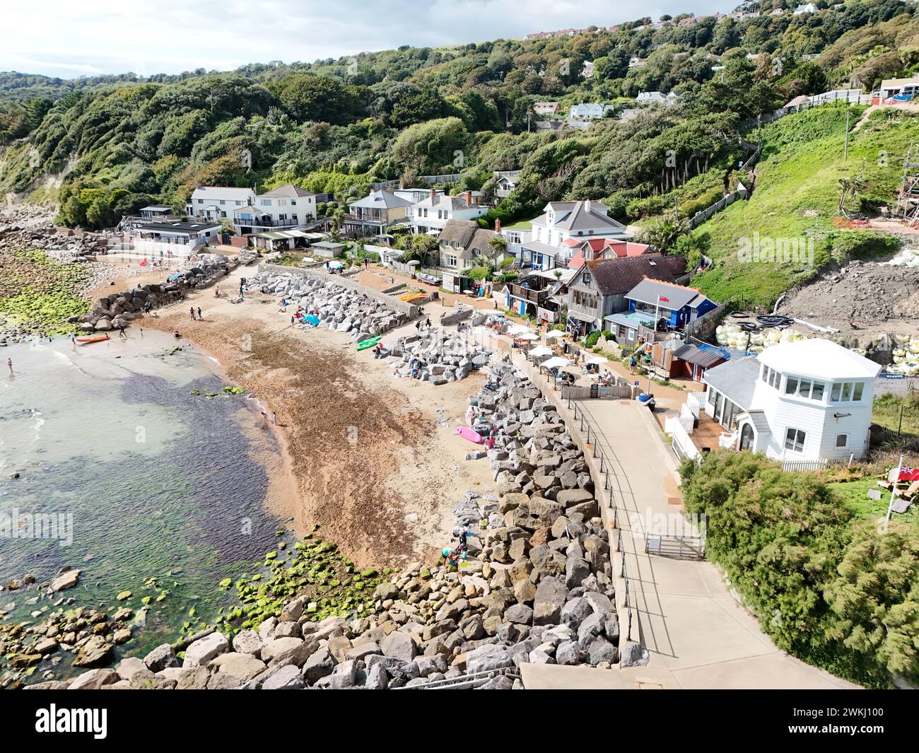 Steep hill Cove near Ventor Isle of wight UK drone , aerial , view from air Stock Photo