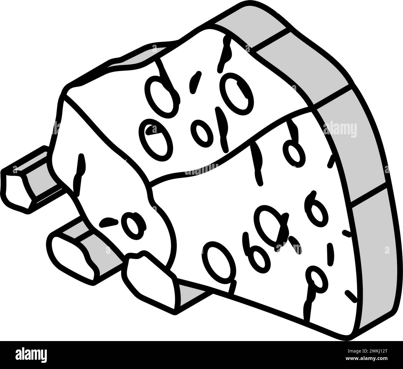 parmesan cheese food slice isometric icon vector illustration Stock