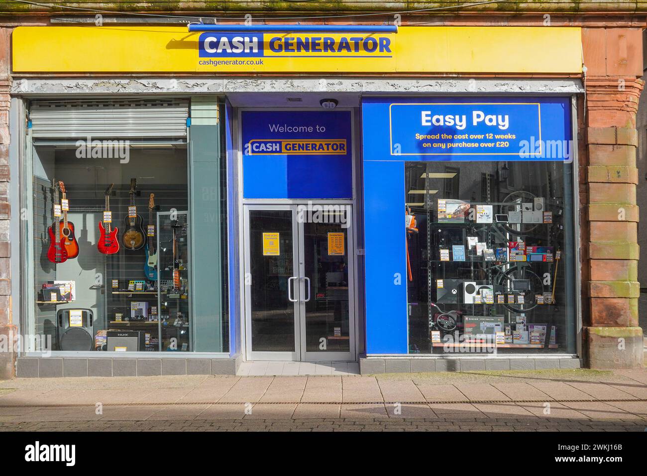 Entrance to Cash Generator, pawn broker, and second hand shop, Ayr, UK Stock Photo