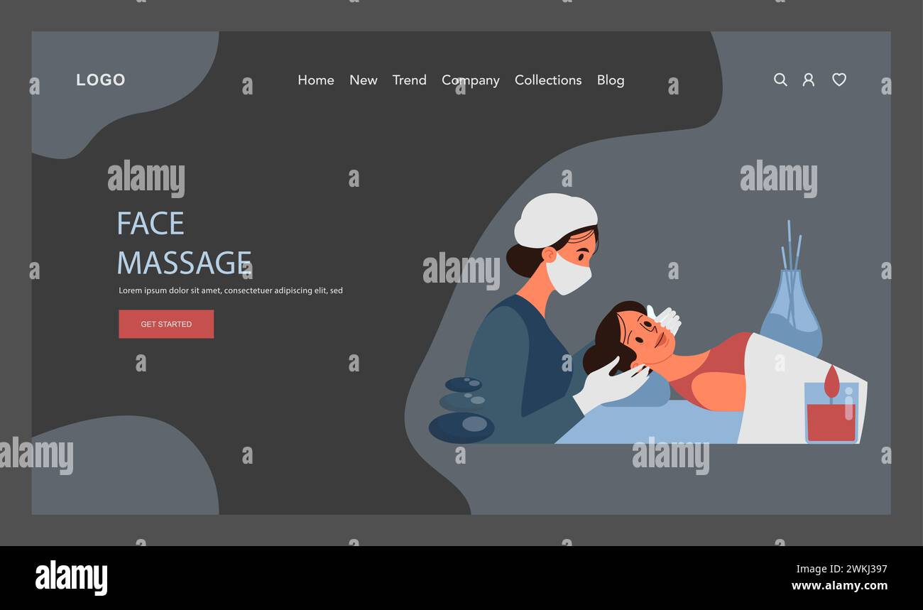 Skincare routine web banner or landing page dark or night mode. Facial ...