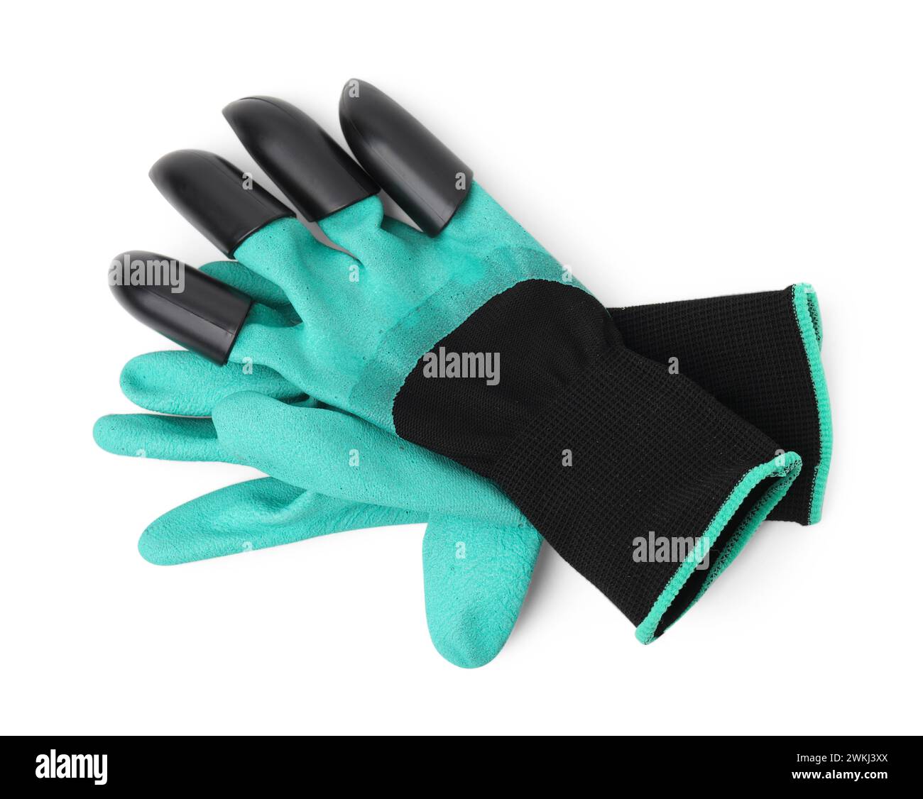 Pair of claw gardening gloves isolated on white, top view Stock Photo ...