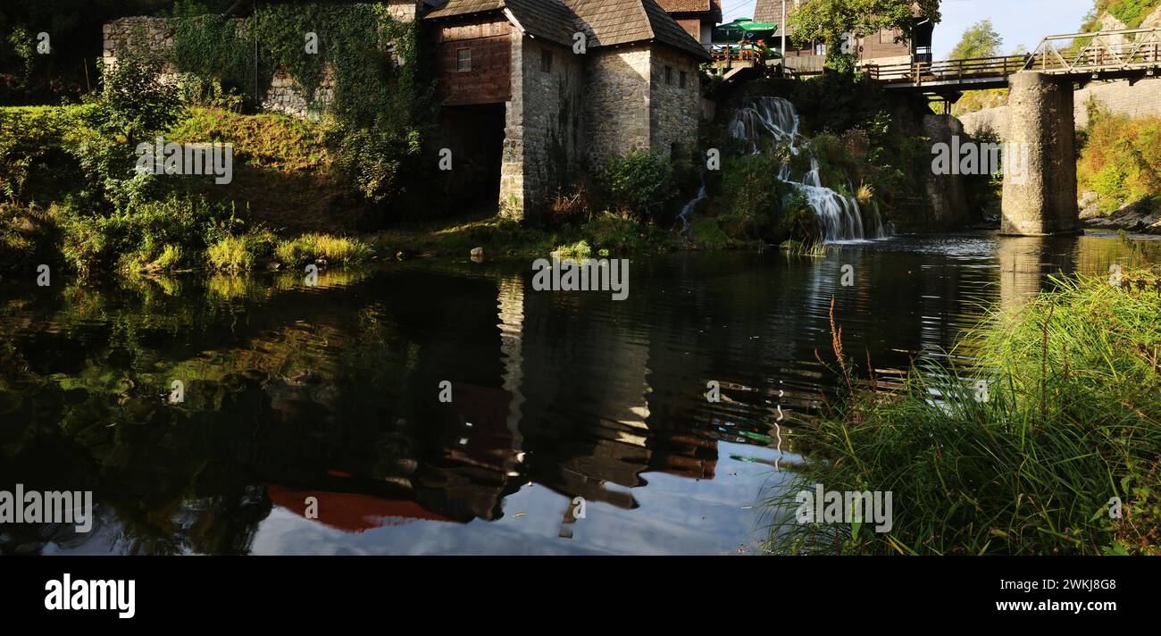 Rastoke, Old Village, Plitvicer Seen, Wasserfall, Plitvice, Kroatien,  Plitvice Nationalpark, Naturschönheit, beeindruckende Natur am  Dorf Rastoke Stock Photo