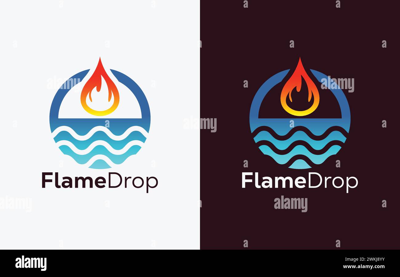 Minimalist Fire Flame drop logo design vector template. Modern colorful Fire Flame drop vector. water Crest, ingle logo Stock Vector