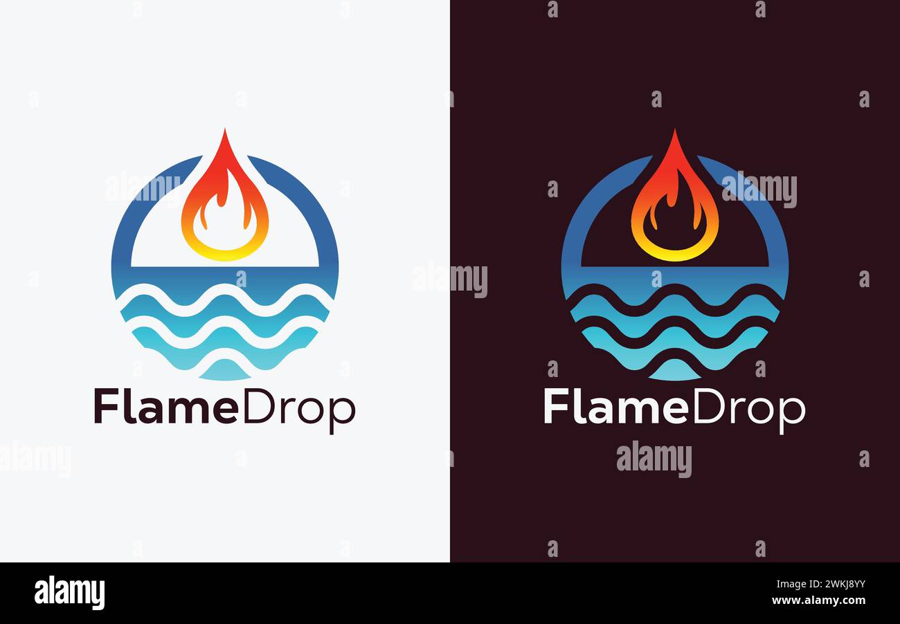 Minimalist Fire Flame drop logo design vector template. Modern colorful ...