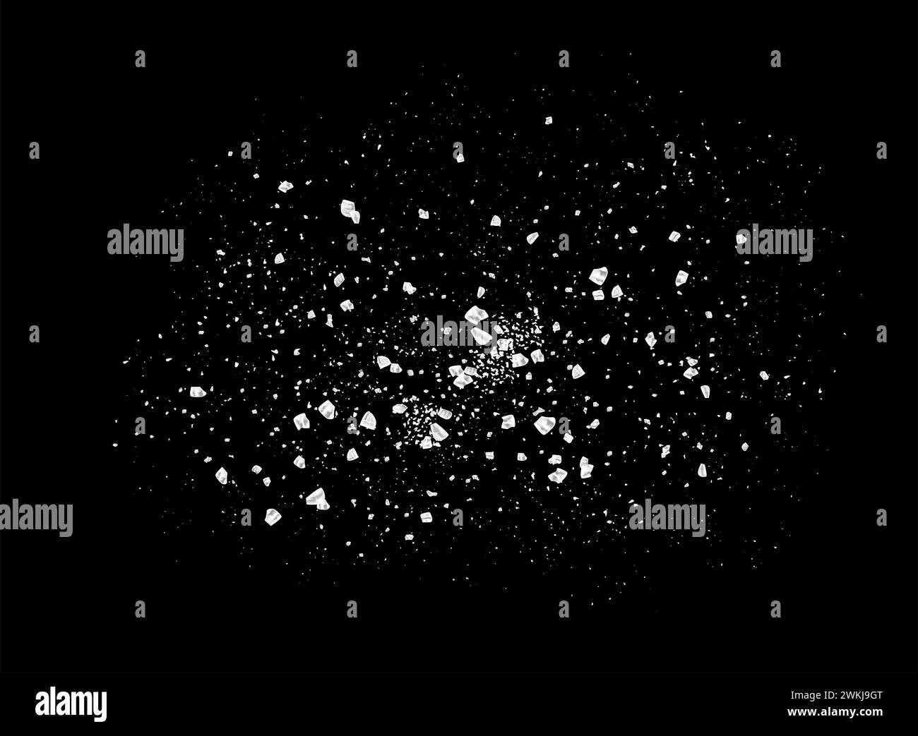 A scattering of crystals of sugar or salt. Realistic vector ...