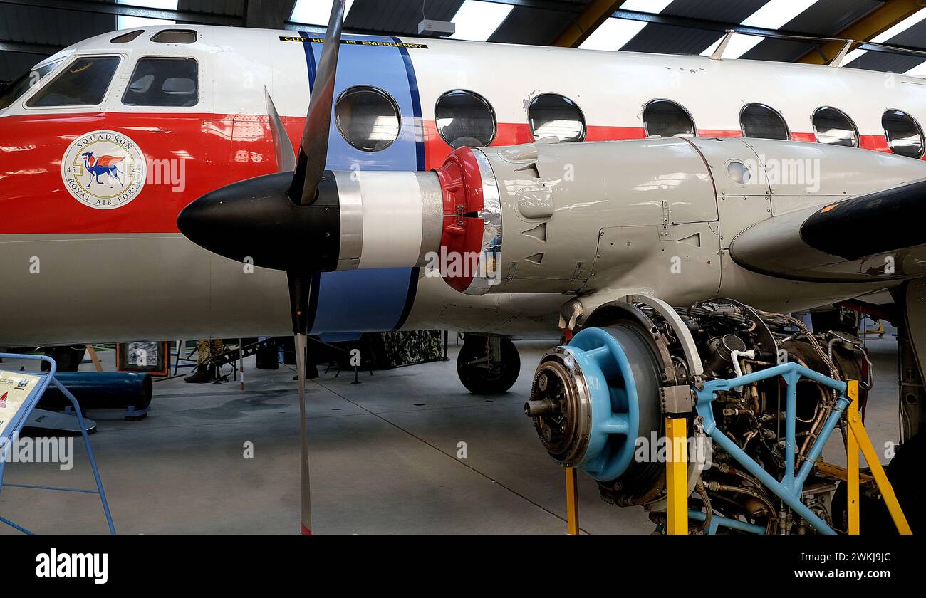 Displays of aircraft, weapons and ancillary equipment inside museum
