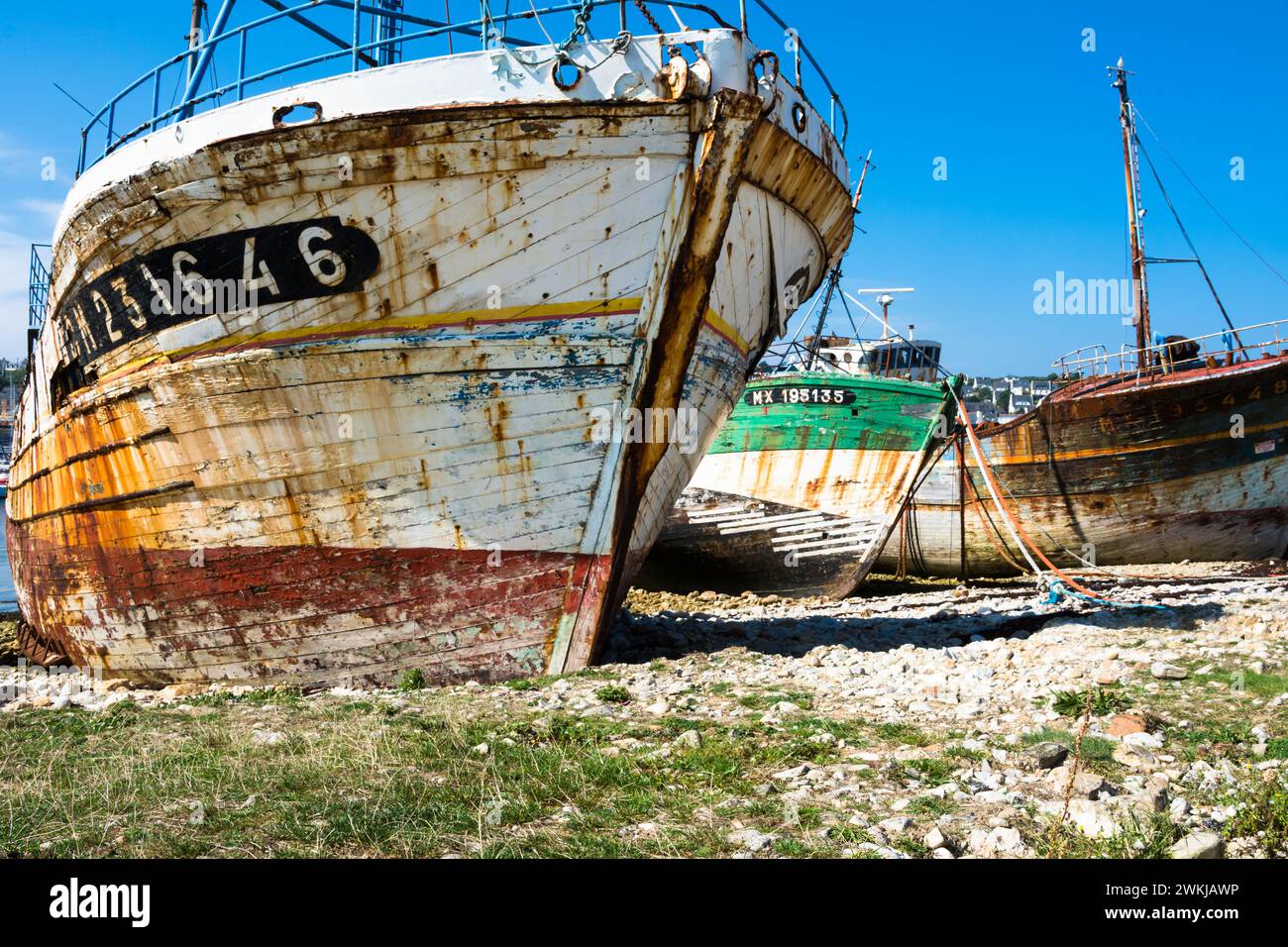 The shipwreck in Camaret-sur-Mer, northwestern France Stock Photo