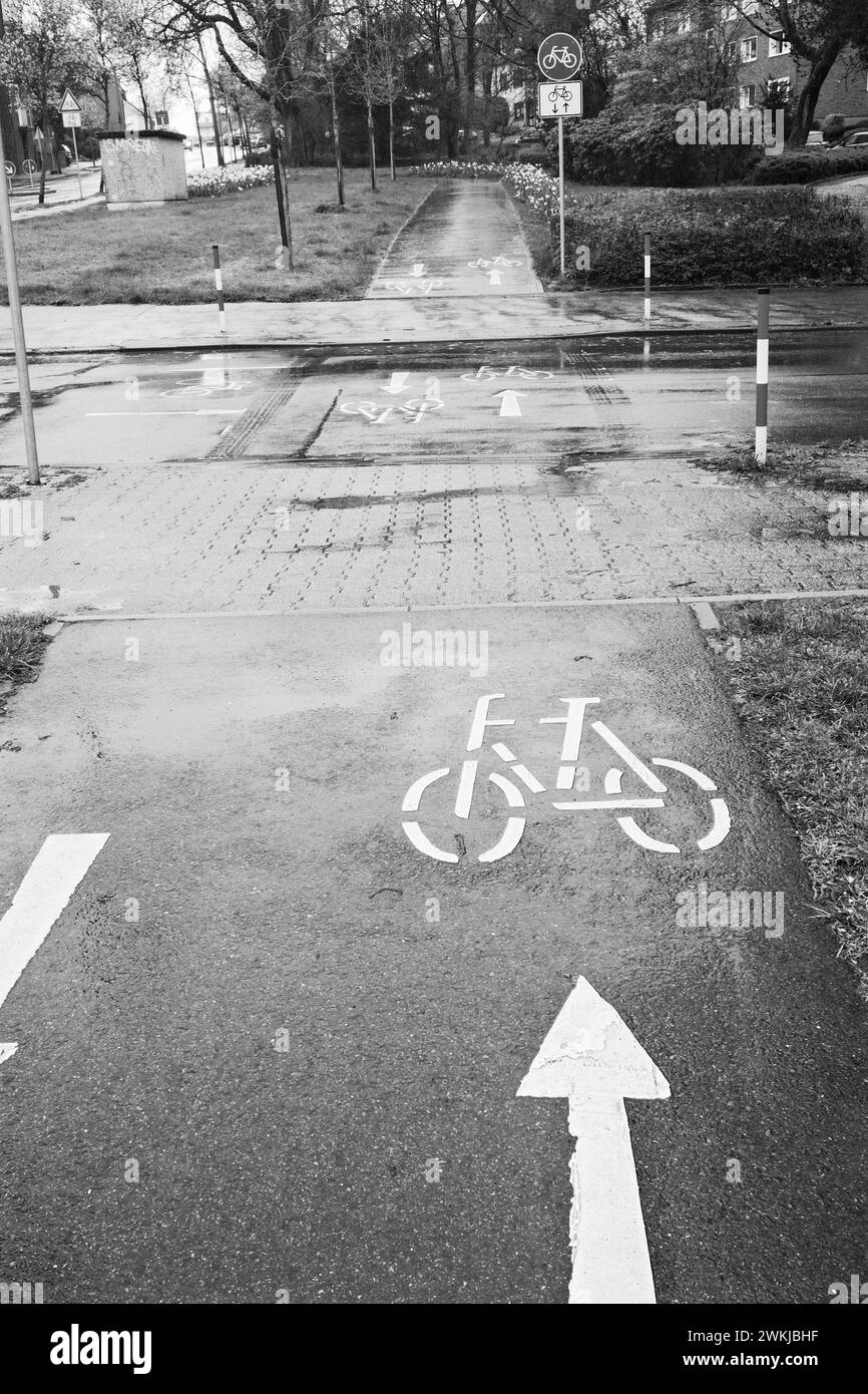 bicycle lane sign on the street Stock Photo