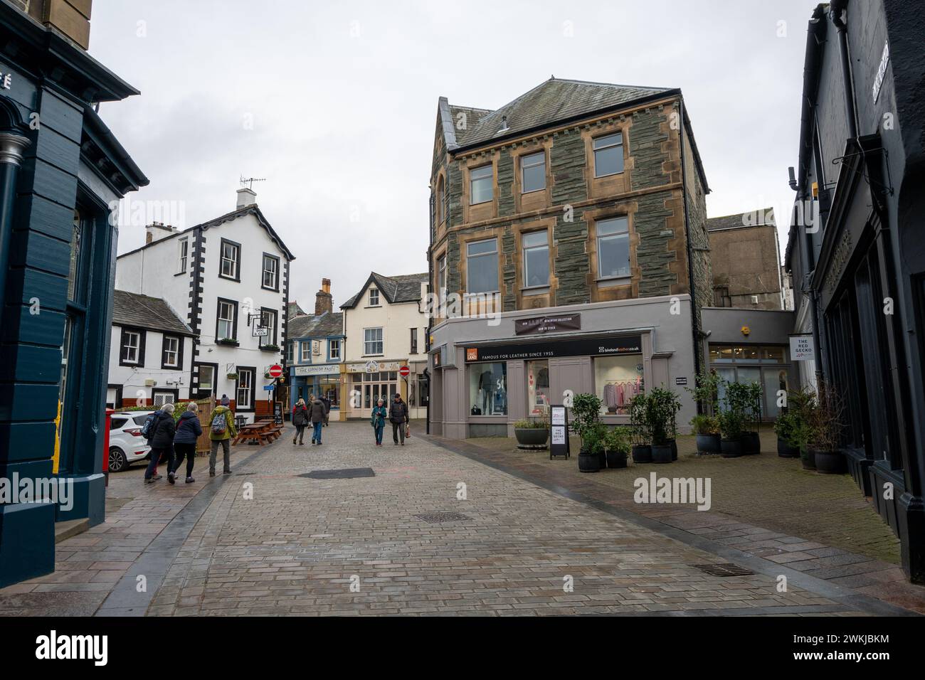 Keswick town centre Lake District Cumbria. Stock Photo