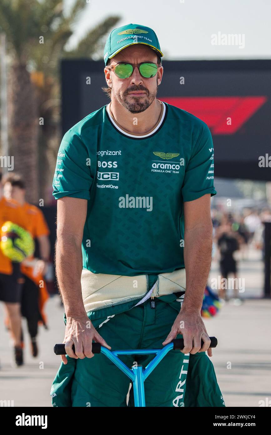 Sakhir, Bahrain. 21st Feb, 2024. Fernando Alonso (ESP) Aston Martin F1 Team. 21.02.2024. Formula 1 Testing, Sakhir, Bahrain, Day One. Photo credit should read: XPB/Alamy Live News. Stock Photo