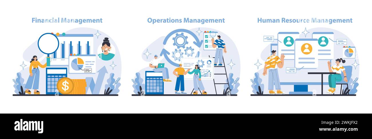 Strategy and management set. Key elements of financial, operations, and ...