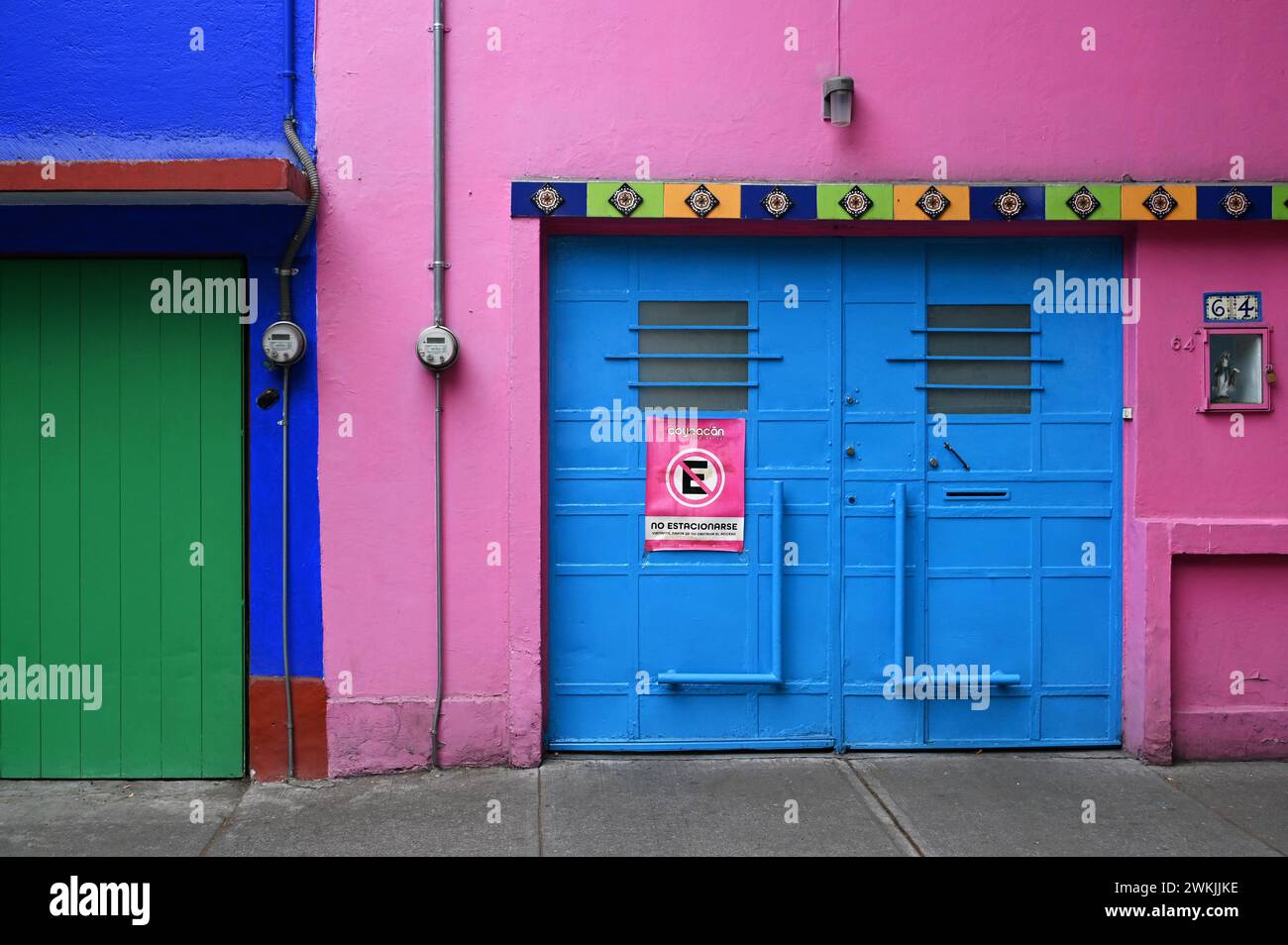 Colourful houses, Coyoacan, Mexico City Stock Photo Alamy