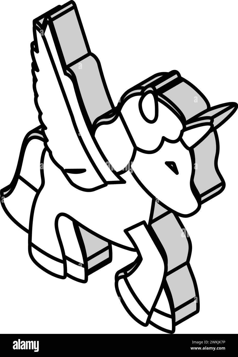 unicorn toy kid bedroom isometric icon vector illustration Stock Vector