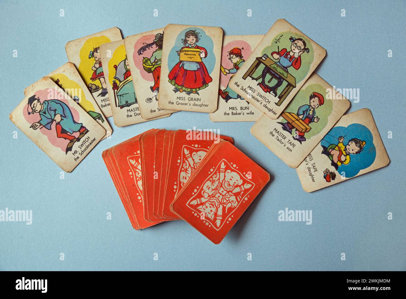 Vintage Happy Families playing cards showing fronts and backs Stock ...