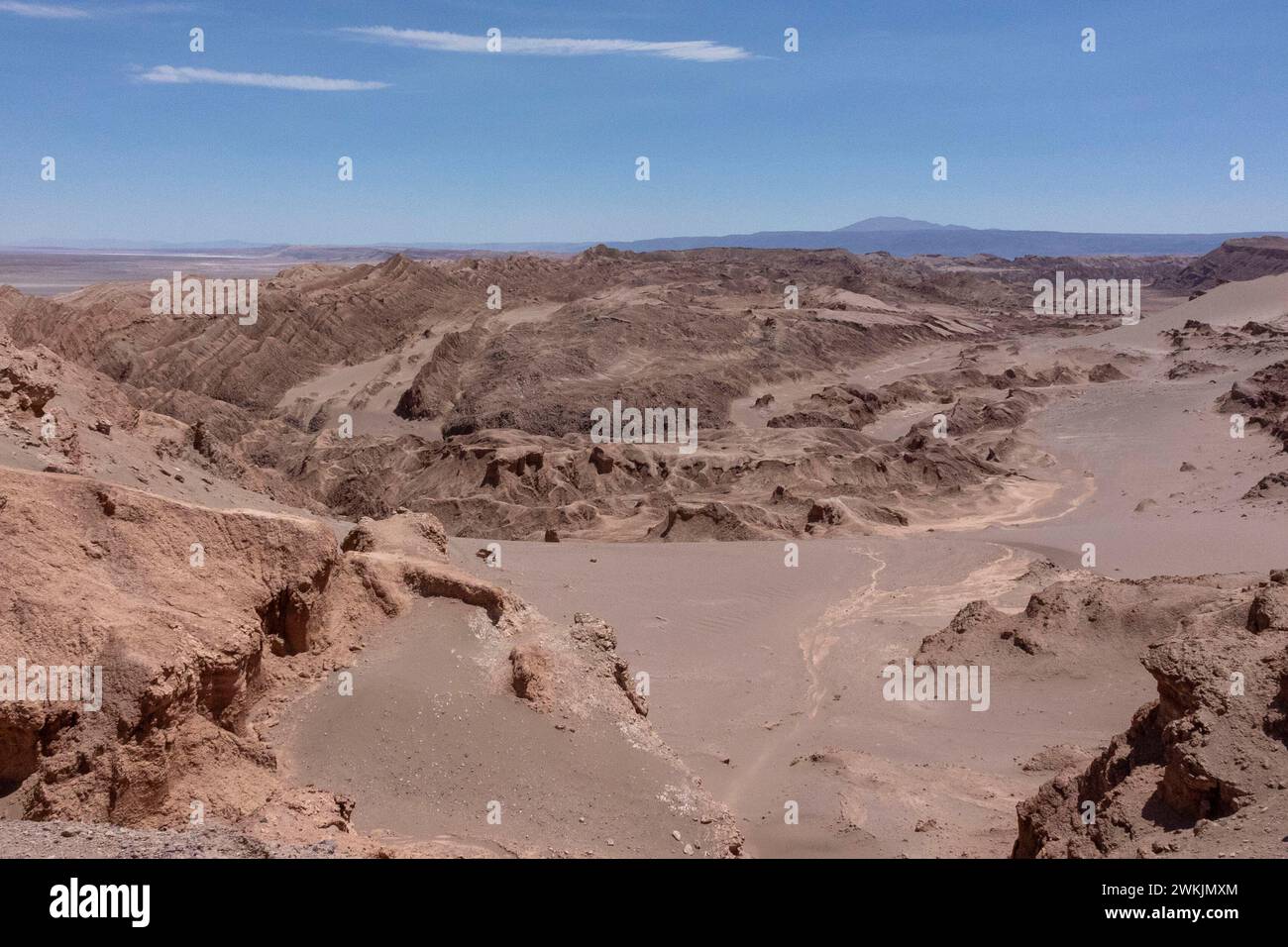 Valley of the moons (Valle de la Luna), Atacama Desert, Chile. Where the surface replicates that of the moon and is used for space exploration. Stock Photo