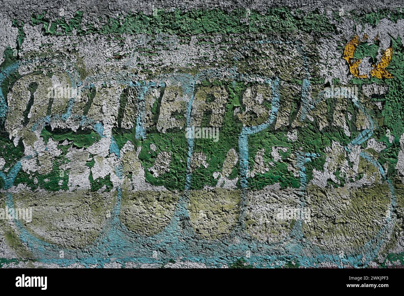 Mauer mit abgeblätterter Farbe, Coyoacan, Mexiko Stadt Stock Photo