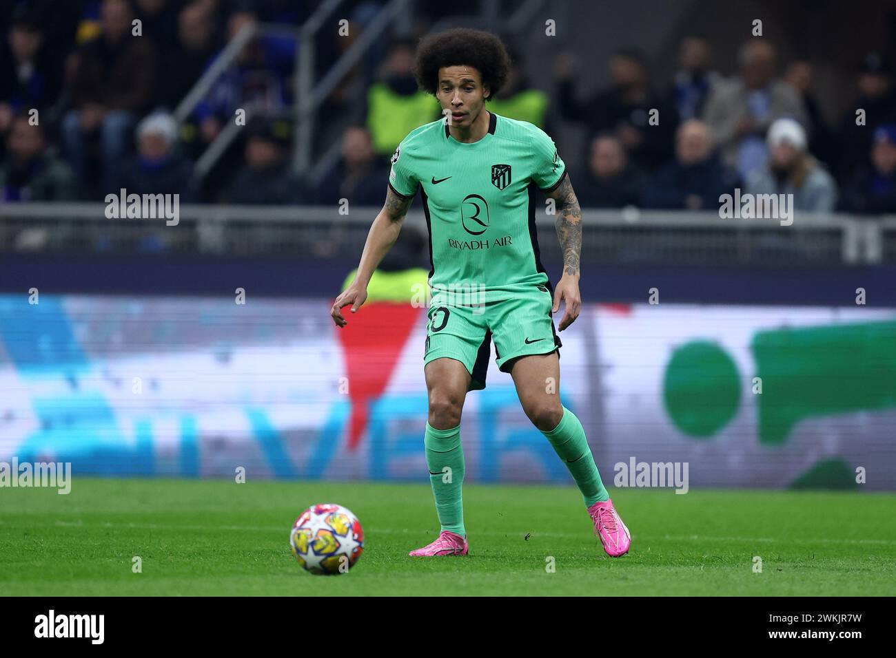 Milano, Italy. 20th Feb, 2024. Axel Witsel of Club Atletico de Madrid in action during the Uefa Champions League round of 16 first leg match beetween Fc Internazionale and Club Atletico de Madrid at Stadio Giuseppe Meazza on February 20, 2024 in Milan, Italy . Credit: Marco Canoniero/Alamy Live News Stock Photo