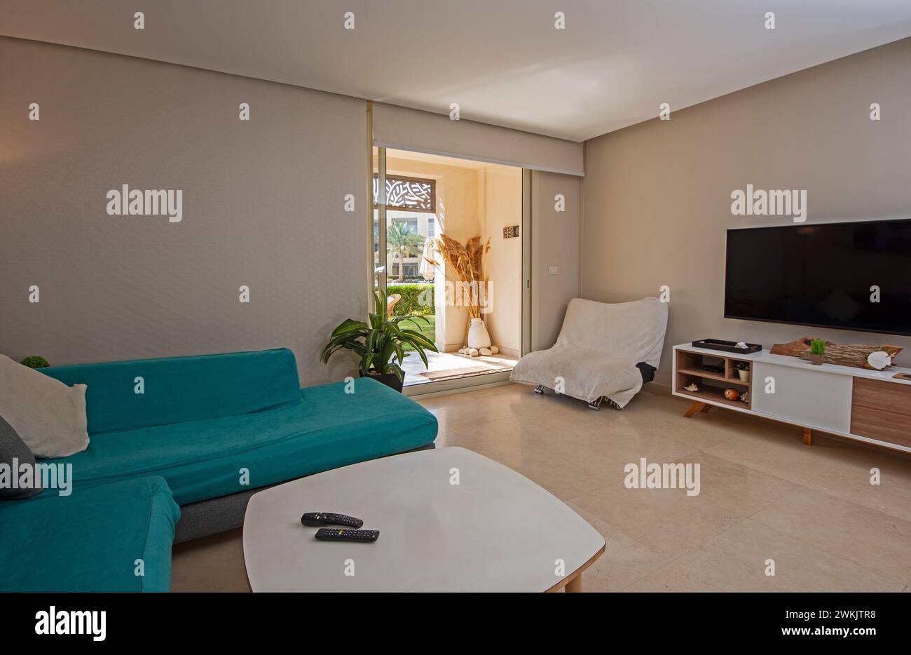 Picture of Living room lounge area in luxury apartment show home showing interior ...
