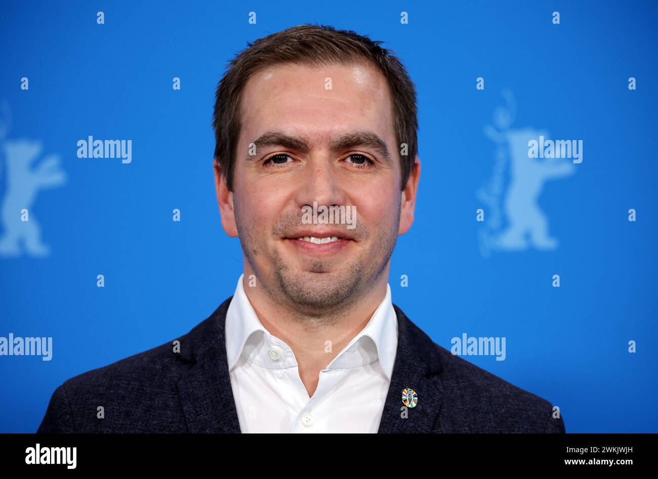 Berlin, Germany. 21st Feb, 2024. Philipp Lahm, former German soccer player, smiles at the photocall of the film 'Elf Mal Morgen. Berlinale Meets Football' at the Berlinale. With the 'Berlinale Meets Football' project, the Berlin International Film Festival is participating in the cultural program of the 2024 European Football Championship. The 74th Berlin International Film Festival will take place from February 15 to 25, 2024. Credit: Hannes P. Albert/dpa/Alamy Live News Stock Photo