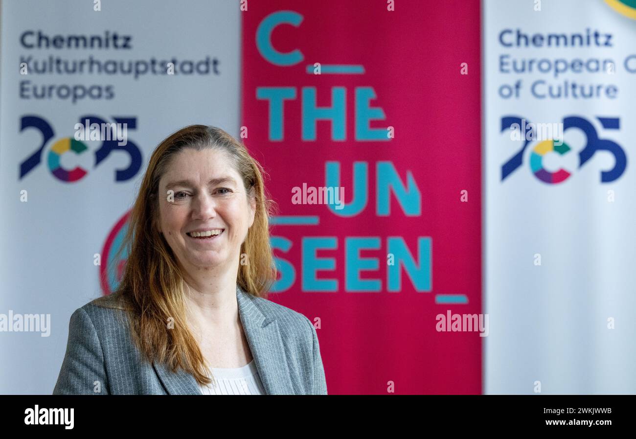 Chemnitz, Germany. 21st Feb, 2024. Andrea Pier, Managing Director of Kulturhauptstadt GmbH, stands in the office in Chemnitz. Under the motto 'C the Unseen', eastern Germany's fourth-largest city is starting the year 2025 as European Capital of Culture. Credit: Hendrik Schmidt/dpa/Alamy Live News Stock Photo