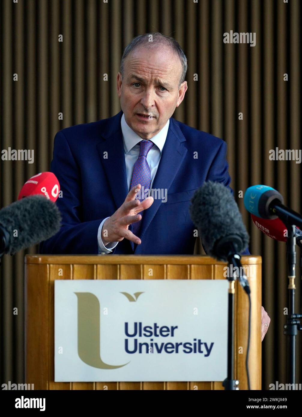 Tanaiste Micheal Martin during a visit to Ulster University in Belfast. Picture date: Wednesday February 21, 2024. Stock Photo