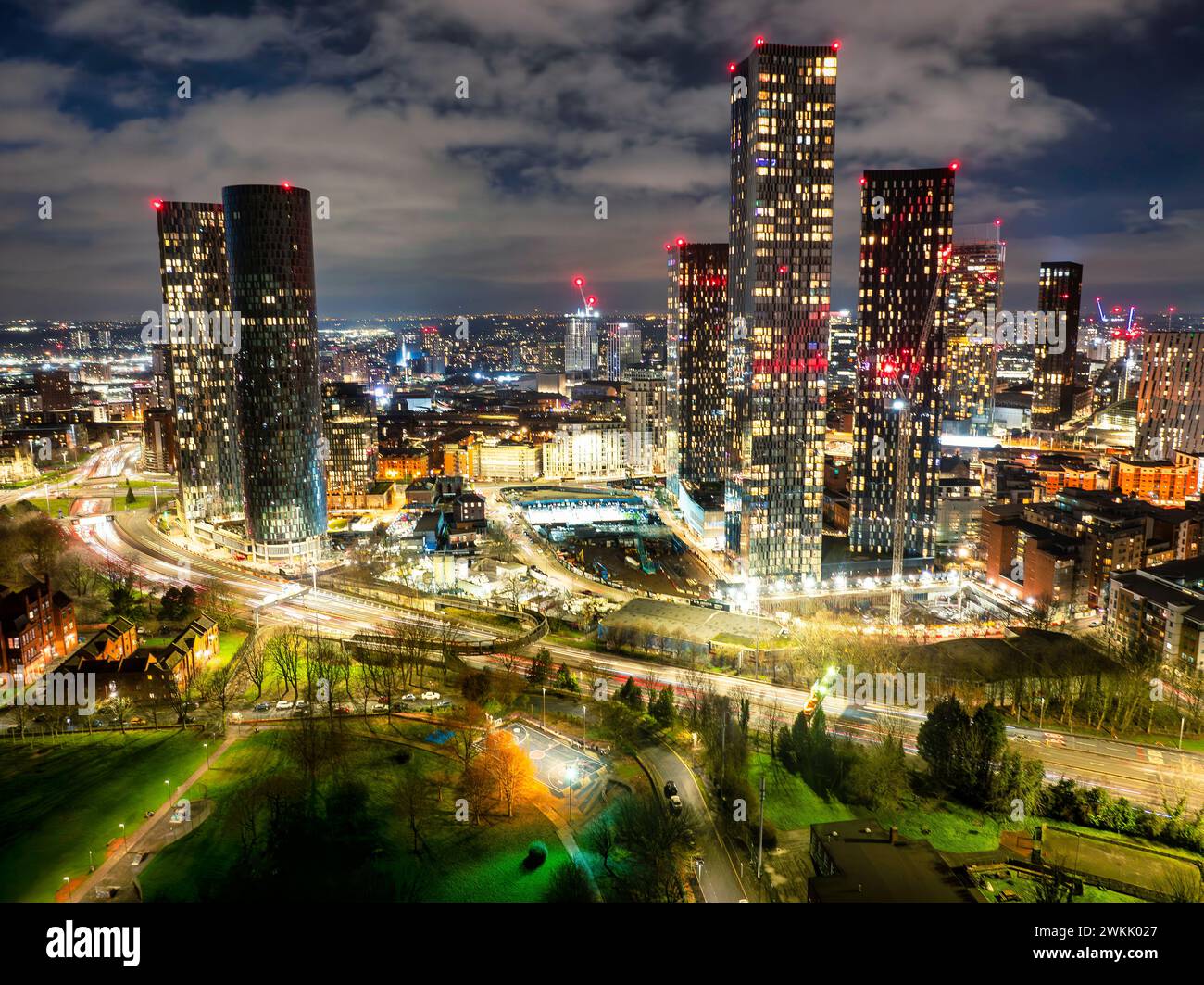 Aerial photo of Manchester over the Mancunian Way Stock Photo - Alamy