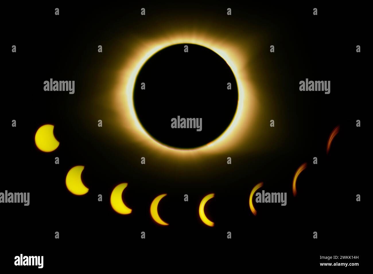 Total Solar Eclipse Sequence with Ring of Fire - Franklin, KY Stock ...