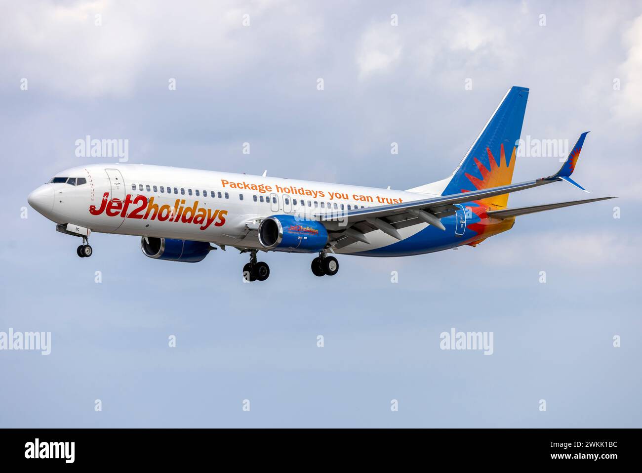 Jet2 Holidays Boeing 7378MG (REG GJZBC) landing in the afternoon