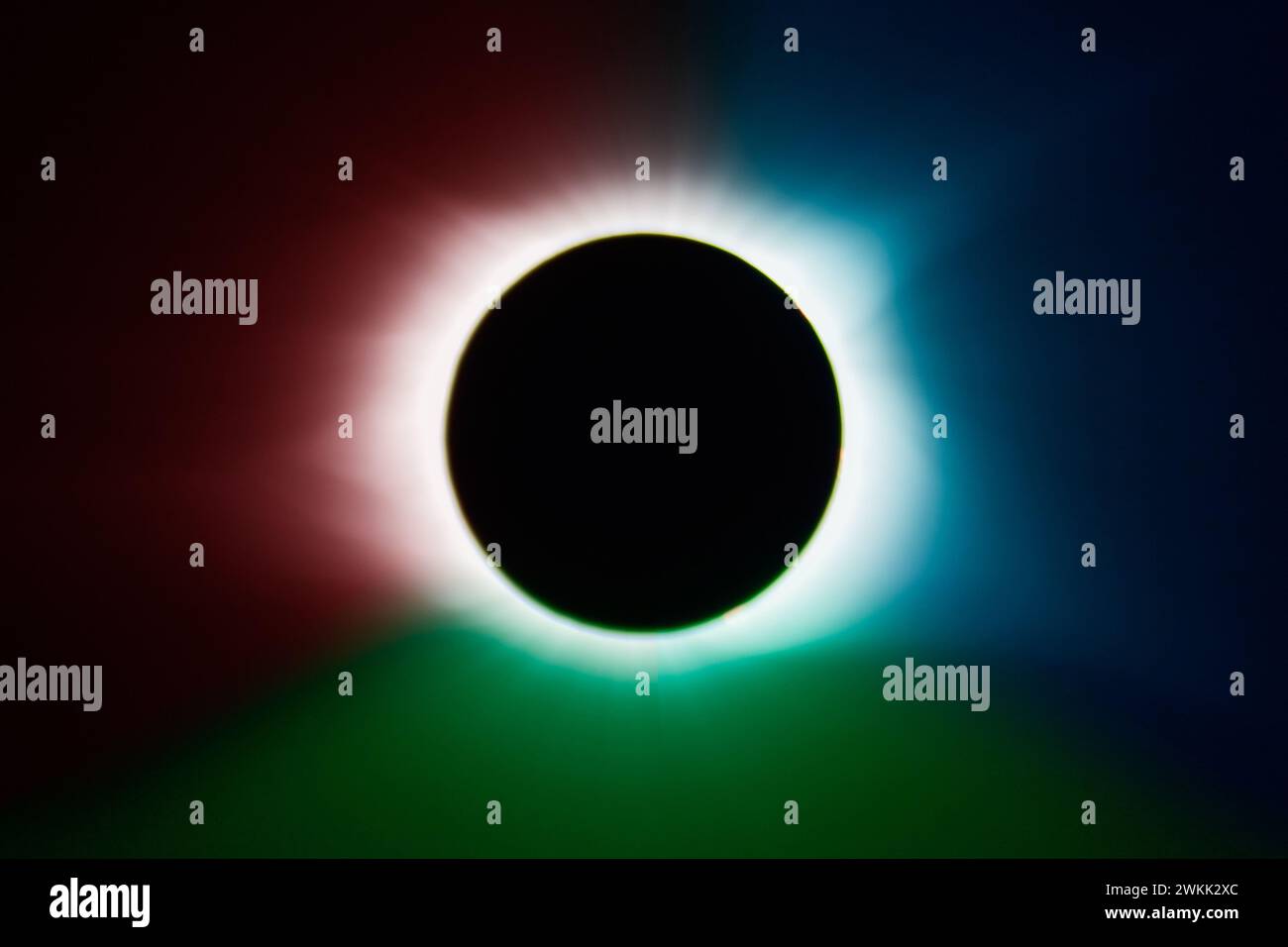 TriColor Total Solar Eclipse with Radiant Corona, Celestial Event