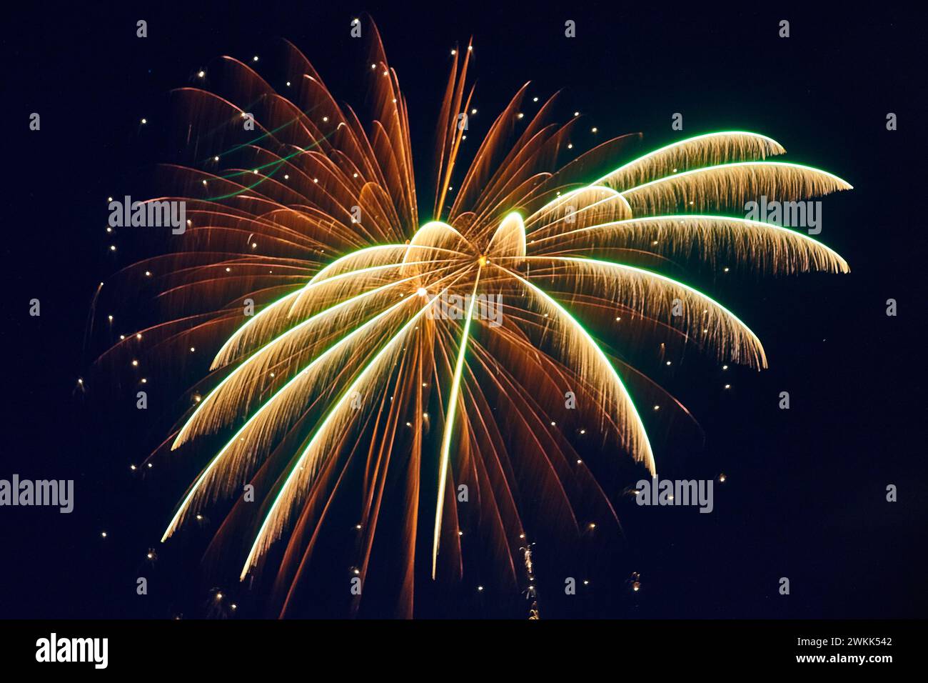 Vivid Firework Display at Huntertown Heritage Days Festival Stock Photo