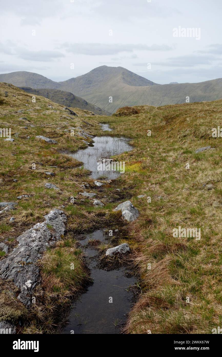 The Scottish Mountain Munro 'Sgurr Mor' Corbett 'from the Corbett Sgurr Mhurlagain' in Glen Dessarry Scottish Highlands, Scotland, UK. Stock Photo